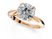 Solitaire Engagement Ring Setting for Round Cut Center with Reverse Tapered Band and Prong Head in Rose Gold