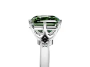 Solitaire Engagement Ring Setting for Fancy Green Asscher Cut Center with Plain Band and Tulip Prong Head in Sterling Silver