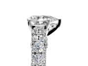Solitaire Engagement Ring Setting for Pear-Shaped Center with Pave Cathedral Shoulders and Prong Head in Platinum