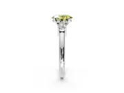 3 Stone Engagement Ring Setting for Fancy Yellow Oval Center with Wide Plain Band and Prong Head in Platinum