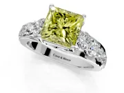 Solitaire Engagement Ring Setting for Fancy Yellow Princess Cut Center with Graduated Shared Prongs and Prong Head in Sterling Silver