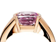 Tension Engagement Ring Setting for Fancy Pink Asscher Cut Center with Wide Tapered Band and Tension Head in Rose Gold