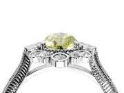 Milgrain Halo Engagement Ring Setting for Fancy Yellow Pear-Shaped Center with Bezel Point Accents and Prong Head in White Gold