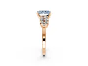 Cluster Engagement Ring Setting for Fancy Blue Radiant Cut Center with 2-Row Shoulder Clusters and Prong Head in Rose Gold