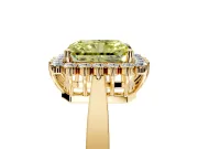 Starburst Halo Engagement Ring Setting for Fancy Yellow Radiant Cut Center with Flat Cathedral Band and Prong Head in Yellow Gold