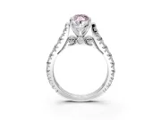 Solitaire Engagement Ring Setting for Fancy Pink Marquise Center with Pave Cathedral Shoulders and Prong Head in Platinum