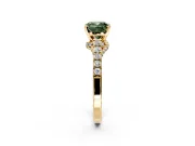 Solitaire Engagement Ring Setting for Fancy Green Cushion Cut Center with Crossover Accents and Prong Head in Yellow Gold