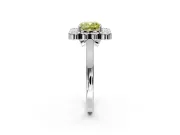Cluster Halo Engagement Ring Setting for Fancy Yellow Cushion Cut Center with Milgrain Bezel Accents and Prong Head in Platinum