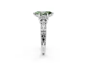 Solitaire Engagement Ring Setting for Fancy Green Marquise Center with Filigree Band and Prong Head in Sterling Silver
