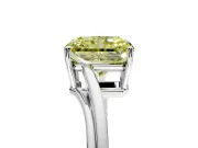 Solitaire Engagement Ring Setting for Fancy Yellow Radiant Cut Center with Plain Bypass Twist Band and Prong Head in Platinum