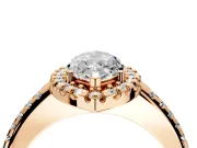 Pave Halo Engagement Ring Setting for Marquise Center with Single Row Pave Band and Prong Head in Rose Gold