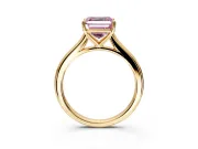 Solitaire Engagement Ring Setting for Fancy Pink Asscher Cut Center with Narrow Cathedral Band and Prong Head in Yellow Gold