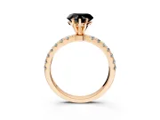 Open Basket Engagement Ring Setting for Fancy Black Heart-Shaped Center with Pave Band and Prong Head in Rose Gold