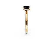 Hidden Halo Engagement Ring Setting for Fancy Black Cushion Cut Center with Plain Band and Tall Prong Head in Yellow Gold