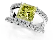 Solitaire Engagement Ring Setting for Fancy Yellow Princess Cut Center with Wide-Open Split Shank and Prong Head in Sterling Silver