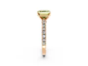 Solitaire Engagement Ring Setting for Fancy Yellow Asscher Cut Center with Single Row Accent Band and Prong Head in Rose Gold