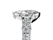 Solitaire Engagement Ring Setting for Marquise Center with Pave Cathedral Shoulders and Prong Head in White Gold