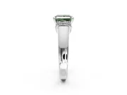 Solitaire Engagement Ring Setting for Fancy Green Princess Cut Center with Wide Band, Pave Collar and Prong Head in White Gold