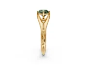 Solitaire Engagement Ring Setting for Fancy Green Cushion Cut Center with Milgrain Cathedral Band and Prong Head in Yellow Gold