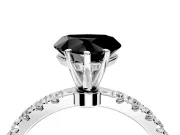 Open Basket Engagement Ring Setting for Fancy Black Heart-Shaped Center with Pave Band and Prong Head in Sterling Silver
