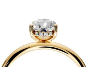 Hidden Halo Engagement Ring Setting for Pear-Shaped Center with Thin Round-Wire Band and Prong Head in Yellow Gold
