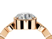 Milgrain Bezel Engagement Ring Setting for Round Cut Center with Marquise Stations and Bezel Head in Rose Gold