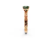 Solitaire Engagement Ring Setting for Fancy Green Cushion Cut Center with Scrollwork Band and Prong Head in Rose Gold