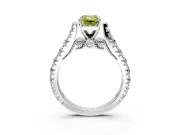 Solitaire Engagement Ring Setting for Fancy Yellow Emerald Cut Center with Pave Cathedral Shoulders and Prong Head in Platinum