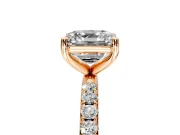Solitaire Engagement Ring Setting for Asscher Cut Center with Micro Pave Band and Prong Head in Rose Gold