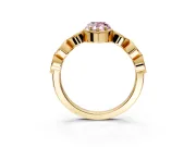 Vintage Station Engagement Ring Setting for Fancy Pink Pear-Shaped Center with Accents and Prong Head in Yellow Gold