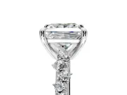 Solitaire Engagement Ring Setting for Princess Cut Center with Trailing Leaf Accent Band and Prong Head in Platinum