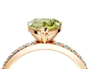 Solitaire Engagement Ring Setting for Fancy Yellow Heart-Shaped Center with Round Cut Pave Band and Prong Head in Rose Gold