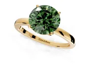 Solitaire Engagement Ring Setting for Fancy Green Round Cut Center with Thin Rounded Plain Band and Prong Head in Yellow Gold