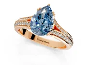 Solitaire Engagement Ring Setting for Fancy Blue Pear-Shaped Center with Pave Rail Split Shank and Prong Head in Rose Gold