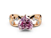 Solitaire Engagement Ring Setting for Fancy Pink Heart-Shaped Center with Criss-Cross Accent Band and Prong Head in Rose Gold