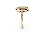 Bezel-Framed Halo Engagement Ring Setting for Fancy Yellow Marquise Center with Pave Band and Prong Head in Rose Gold