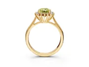 Starburst Halo Engagement Ring Setting for Fancy Yellow Radiant Cut Center with Thin Round-Wire Band and Prong Head in Yellow Gold