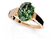 Solitaire Engagement Ring Setting for Fancy Green Oval Center with Tapered Split Shoulders and Prong Head in Rose Gold