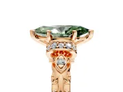 Solitaire Engagement Ring Setting for Fancy Green Marquise Center with Filigree Band and Prong Head in Rose Gold