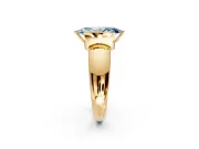 Tension Engagement Ring Setting for Fancy Blue Marquise Center with Wide Flat Band and Tension Head in Yellow Gold