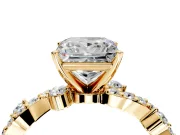 Solitaire Engagement Ring Setting for Princess Cut Center with Bar-Station Pave Twist and Prong Head in Yellow Gold