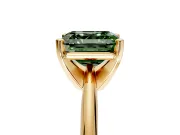 Solitaire Engagement Ring Setting for Fancy Green Asscher Cut Center with Knife Ridge Band and Claw Prong Head in Yellow Gold
