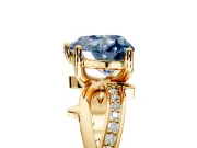 Solitaire Engagement Ring Setting for Fancy Blue Heart-Shaped Center with Pave and Plain Crossover Band and Prong Head in Yellow Gold