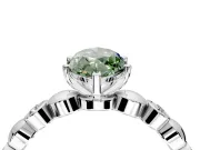 Solitaire Engagement Ring Setting for Fancy Green Marquise Center with Beaded Bezel Station Band and Prong Head in Platinum