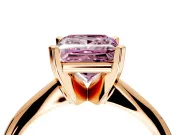 Solitaire Engagement Ring Setting for Fancy Pink Princess Cut Center with Knife Ridge Band and Claw Prong Head in Rose Gold