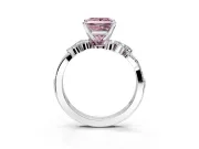 Solitaire Engagement Ring Setting for Fancy Pink Princess Cut Center with Marquise Accent Twist Band and Prong Head in Platinum