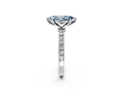 Open Basket Engagement Ring Setting for Fancy Blue Marquise Center with Pave Band and Prong Head in Platinum