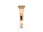 Solitaire Engagement Ring Setting for Fancy Yellow Cushion Cut Center with Wide Band, Pave Collar and Prong Head in Rose Gold
