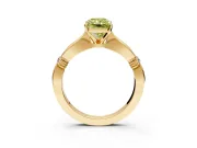 Solitaire Engagement Ring Setting for Fancy Yellow Radiant Cut Center with Carved Leaf Shoulders and Prong Head in Yellow Gold