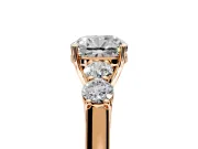 5 Stone Engagement Ring Setting for Cushion Cut Center with Equal Close-Set Accents and Prong Head in Rose Gold